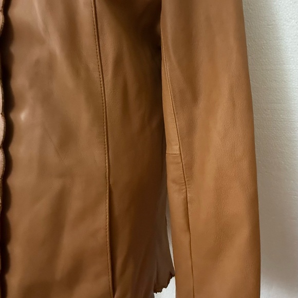 Neiman Marcus Vintage Tan Scalloped Blazer Size XL